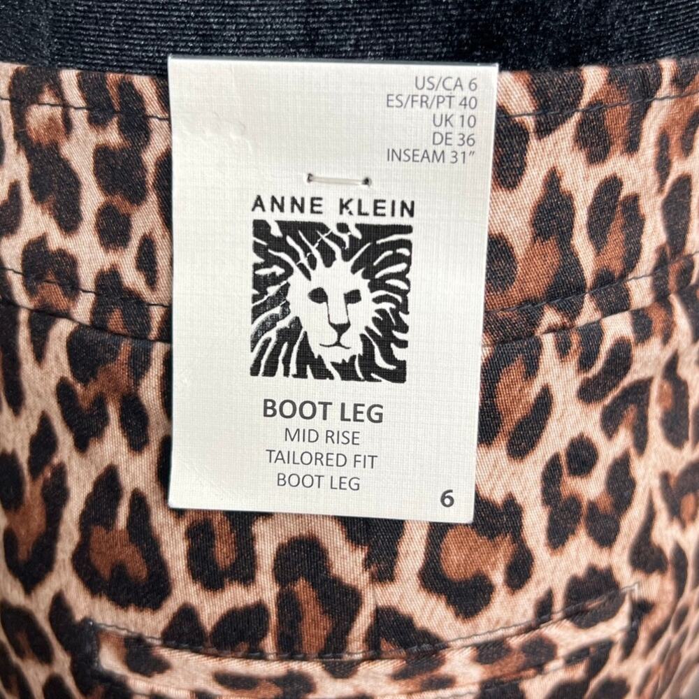 Anne Klein Leopard Print Bootcut Pants Size 6 NWT Mid Rise Stretch Animal Print - Picture 9 of 13